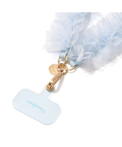 スマホハンドストラップ チュール ブルー (ストラップシート付