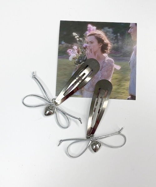 almo（アルモ）の「リボンシルバーヘアピン2個セット(se)（ヘアピン・レディース・シルバー・FREE）」の2枚目の写真