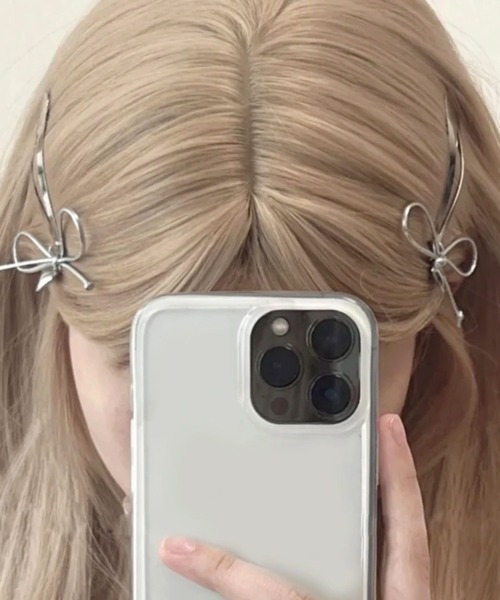 almo（アルモ）の「リボンシルバーヘアピン2個セット(se)（ヘアピン・レディース・シルバー・FREE）」の3枚目の写真