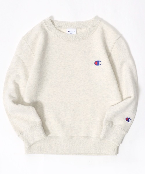Champion（チャンピオン）の「Champion/チャンピオン ワンポイントロゴ刺繍 クルーネックスウェットトレーナー キッズ（スウェット・キッズ・ブラック/グレー/ブルー/オートミール/ネイビー/イエロー/オレンジ/パープル・140/150/160）」の4枚目の写真