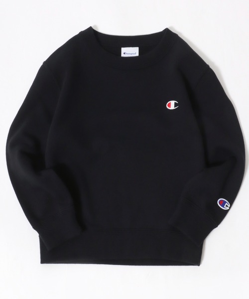 Champion（チャンピオン）の「Champion/チャンピオン ワンポイントロゴ刺繍 クルーネックスウェットトレーナー キッズ（スウェット・キッズ・ブラック/グレー/ブルー/オートミール/ネイビー/イエロー/オレンジ/パープル・140/150/160）」の2枚目の写真