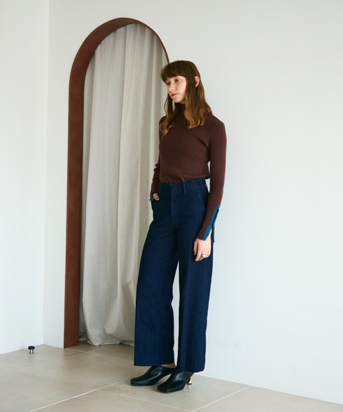 Shelly island（シェリーアイランド）の「袖配色×ボタンリブタートルニット（ニット/セーター・レディース・グレー/ブラック/ブラウン/レッド/グレー系その他/ホワイト×ブラック・FREE）」の21枚目の写真