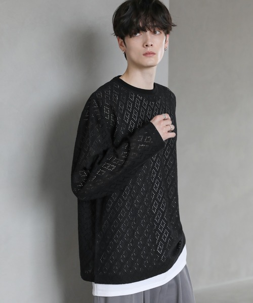 ASTRONOMY(アストロノミー)の「ルーズシルエットレースクループルオーバー(Tシャツ/カットソー・メンズ・ベージュ/ホワイト/ブラック・L/M/S/XL)」の13枚目の写真