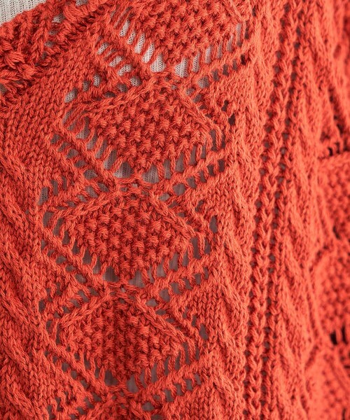 FREAK'S STORE(フリークスストア)の「FREAK’S STORE/フリークスストア The Yarn. 柄編み 2WAYニットチュニック/ 深Vネックニット(ニット/セーター・レディース・オレンジ/ブラック・フリ-)」の21枚目の写真