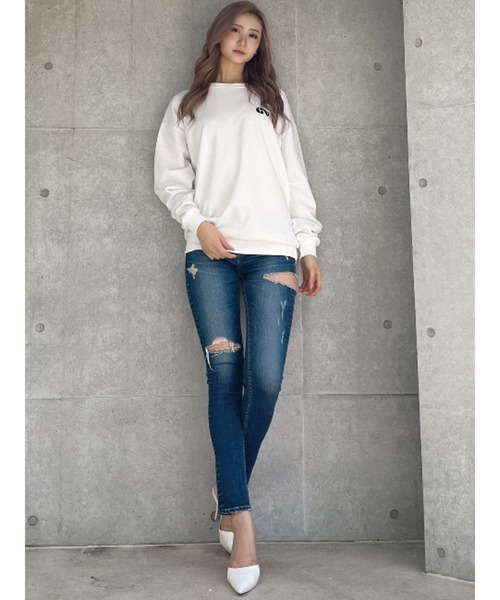 GYDA（ジェイダ）の「【ZOZO限定！！】round GYスウェットトップス（スウェット・レディース・ブラック/オフホワイト・FREE）」の5枚目の写真