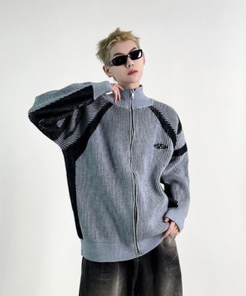 セール】【新色追加！】y2k ハイネック ジップアップニット