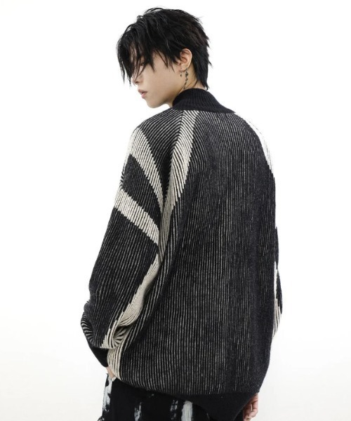 y2k 変形ドレープニットカーディガン ロック y2k 変形ドレープニットカーディガン ロック FreeZone セーター