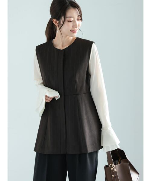 セール】ファブリックアソートペプラムジレ（ベスト）｜Te