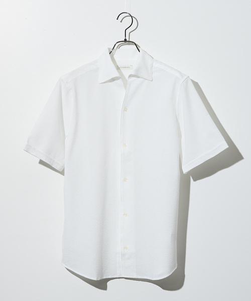 DESIGNWORKS（デザインワークス）の「【DotAir】2WAY 半袖 サッカーシャツ / 軽量 / 防シワ / 吸水速乾（シャツ/ブラウス・メンズ・ストライプ/ネイビー/ホワイト/ブルー・46/48）」の18枚目の写真