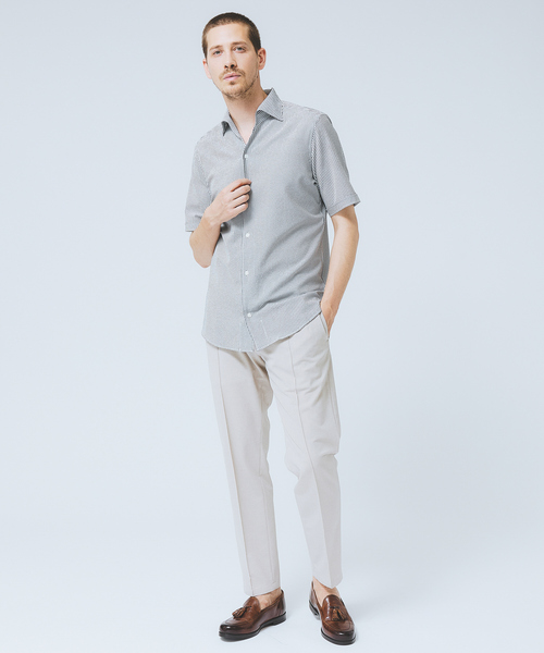 DESIGNWORKS（デザインワークス）の「【DotAir】2WAY 半袖 サッカーシャツ / 軽量 / 防シワ / 吸水速乾（シャツ/ブラウス・メンズ・ストライプ/ネイビー/ホワイト/ブルー・46/48）」の21枚目の写真