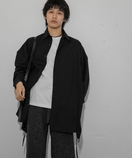 SENSE OF PLACE by URBAN RESEARCH（センスオブプレイスバイアーバンリサーチ）の「『わたべ×SOP』ドローコードデザインルーズシャツ（シャツ/ブラウス・メンズ・ブラック/グレー・MEDIUM/LARGE）」の4枚目の写真