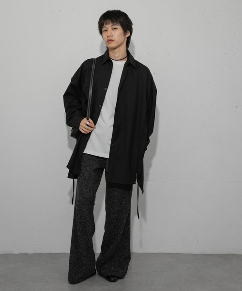 SENSE OF PLACE by URBAN RESEARCH（センスオブプレイスバイアーバンリサーチ）の「『わたべ×SOP』ドローコードデザインルーズシャツ（シャツ/ブラウス・メンズ・ブラック/グレー・MEDIUM/LARGE）」の6枚目の写真