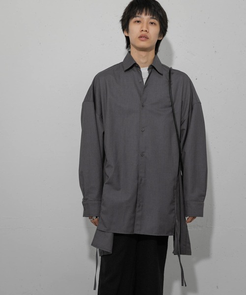 SENSE OF PLACE by URBAN RESEARCH（センスオブプレイスバイアーバンリサーチ）の「『わたべ×SOP』ドローコードデザインルーズシャツ（シャツ/ブラウス・メンズ・ブラック/グレー・MEDIUM/LARGE）」の7枚目の写真
