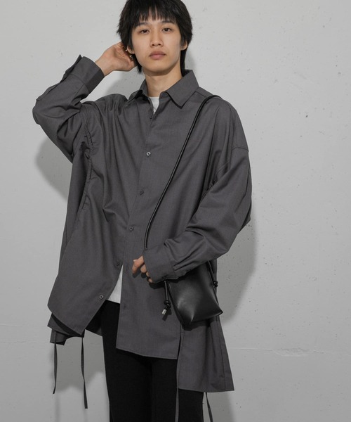 SENSE OF PLACE by URBAN RESEARCH（センスオブプレイスバイアーバンリサーチ）の「『わたべ×SOP』ドローコードデザインルーズシャツ（シャツ/ブラウス・メンズ・ブラック/グレー・MEDIUM/LARGE）」の8枚目の写真