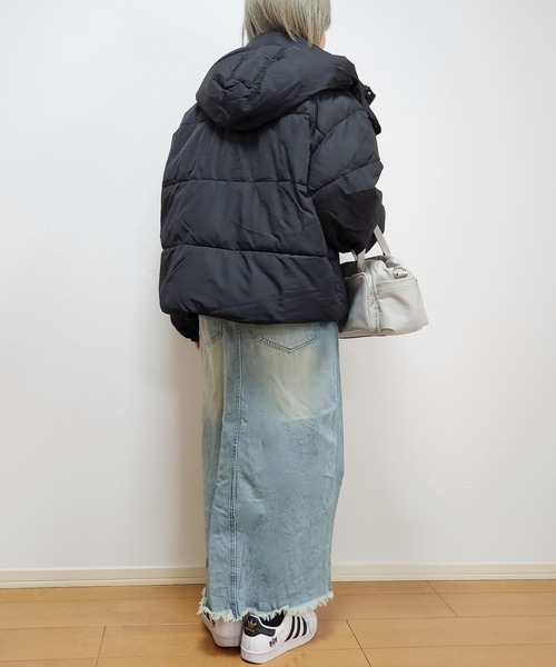 セール】2WAYフーディ中綿ミディコート / 中綿ジャケット フード