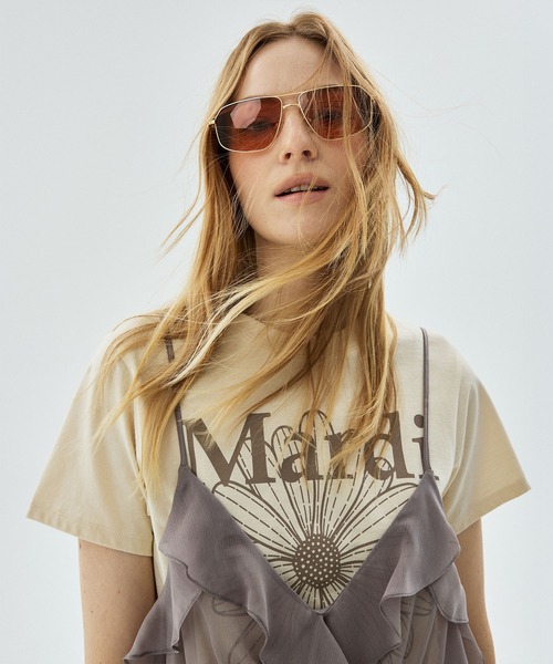 Mardi Mercredi（マルディメクルディ）の「SLIM TSHIRT FLOWERMARDI / スリム Tシャツ フラワーマルディ（Tシャツ/カットソー・レディース・グレー/ブラック/オートミール/ペールイエロー/ブラック×ベージュ/クリーム・FREE）」の22枚目の写真