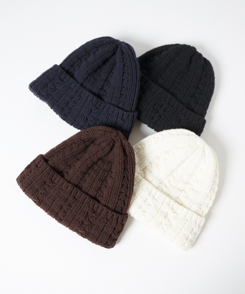 RACAL(ラカル)の「Inside-out Cable Knit Beanie / 裏編みケーブルニットビーニー(ニットキャップ/ビーニー・レディース・ブラウン/ネイビー/ブラック/オフホワイト・FREE)」の5枚目の写真