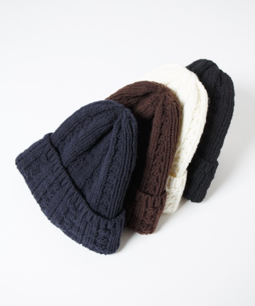 RACAL(ラカル)の「Inside-out Cable Knit Beanie / 裏編みケーブルニットビーニー(ニットキャップ/ビーニー・レディース・ブラウン/ネイビー/ブラック/オフホワイト・FREE)」の7枚目の写真