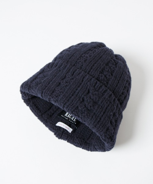 RACAL(ラカル)の「Inside-out Cable Knit Beanie / 裏編みケーブルニットビーニー(ニットキャップ/ビーニー・レディース・ブラウン/ネイビー/ブラック/オフホワイト・FREE)」の8枚目の写真