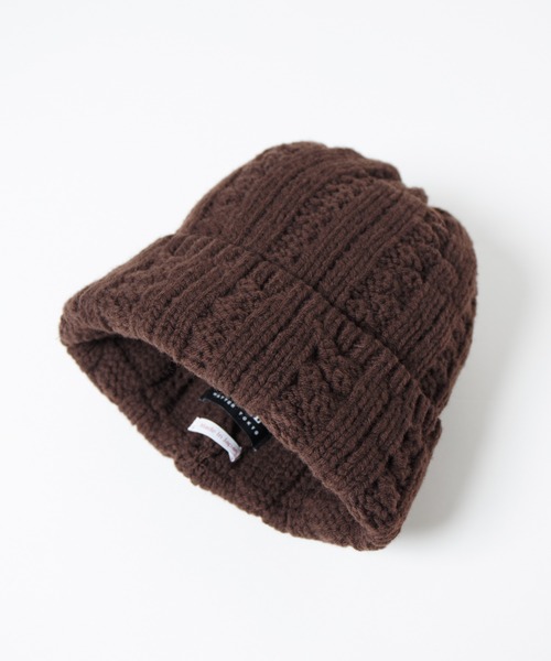 RACAL(ラカル)の「Inside-out Cable Knit Beanie / 裏編みケーブルニットビーニー(ニットキャップ/ビーニー・レディース・ブラウン/ネイビー/ブラック/オフホワイト・FREE)」の9枚目の写真