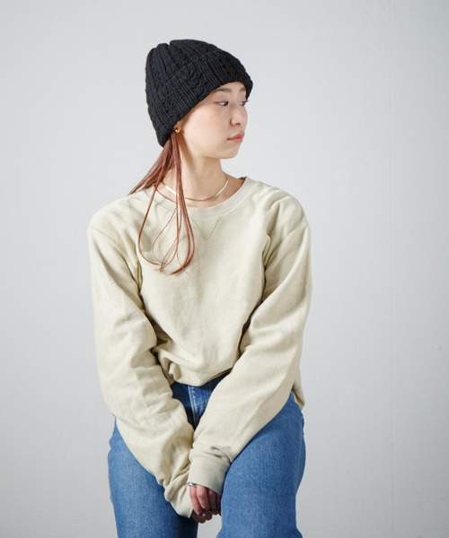 RACAL(ラカル)の「Inside-out Cable Knit Beanie / 裏編みケーブルニットビーニー(ニットキャップ/ビーニー・レディース・ブラウン/ネイビー/ブラック/オフホワイト・FREE)」の17枚目の写真