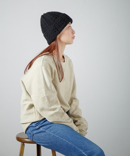 RACAL(ラカル)の「Inside-out Cable Knit Beanie / 裏編みケーブルニットビーニー(ニットキャップ/ビーニー・レディース・ブラウン/ネイビー/ブラック/オフホワイト・FREE)」の18枚目の写真