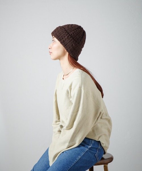 RACAL(ラカル)の「Inside-out Cable Knit Beanie / 裏編みケーブルニットビーニー(ニットキャップ/ビーニー・レディース・ブラウン/ネイビー/ブラック/オフホワイト・FREE)」の20枚目の写真