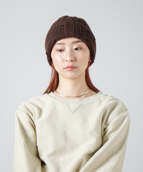 RACAL(ラカル)の「Inside-out Cable Knit Beanie / 裏編みケーブルニットビーニー(ニットキャップ/ビーニー・レディース・ブラウン/ネイビー/ブラック/オフホワイト・FREE)」の21枚目の写真