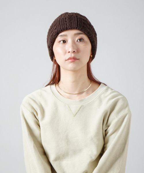 RACAL(ラカル)の「Inside-out Cable Knit Beanie / 裏編みケーブルニットビーニー(ニットキャップ/ビーニー・レディース・ブラウン/ネイビー/ブラック/オフホワイト・FREE)」の22枚目の写真