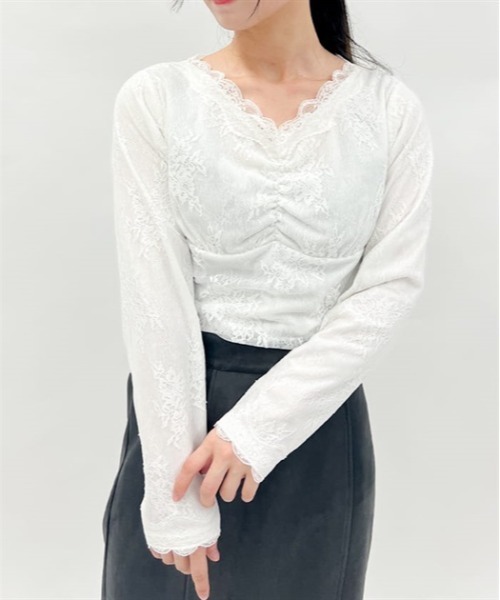 axes femme（アクシーズファム）の「３ＷＡＹ総レースインナー（Tシャツ/カットソー・レディース・ブラック/キナリ/ワイン・FREE）」の2枚目の写真