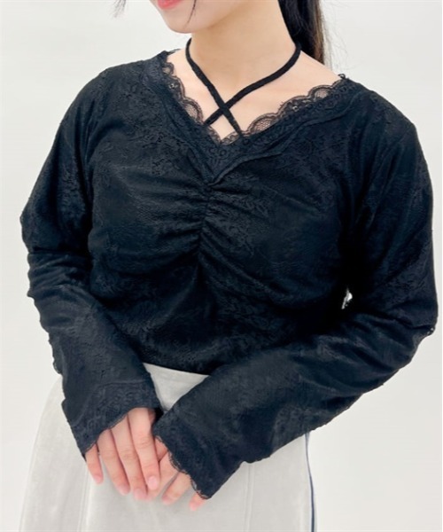 axes femme（アクシーズファム）の「３ＷＡＹ総レースインナー（Tシャツ/カットソー・レディース・ブラック/キナリ/ワイン・FREE）」の3枚目の写真