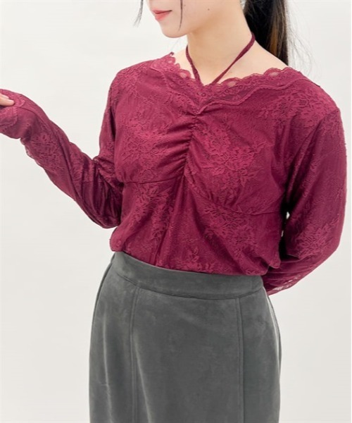 axes femme（アクシーズファム）の「３ＷＡＹ総レースインナー（Tシャツ/カットソー・レディース・ブラック/キナリ/ワイン・FREE）」の4枚目の写真