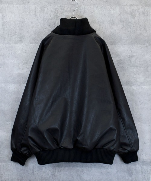 Anytime Songs(エニータイムソングス)の「Vintage-like synthetic leather rib turtle blouson/ヴィンテージライク 合成皮革 リブタートル ブルゾン(ブルゾン・メンズ・ブラウン/ブラック・M/L/XL)」の3枚目の写真