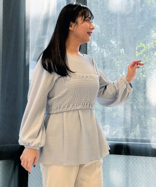 u plume(ユープリュム)の「【L~4L 大きいサイズ】ビスチェ付き チュニック アンサンブル(アンサンブル・レディース・ブラック/サックスブルー/オフホワイト/ピンク・L/LL/3L/4L)」の15枚目の写真