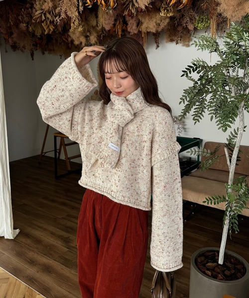 INTER FACTORY（インターファクトリー）の「ゆづき / MIX編みクルーネックニット　made in INTER FACTORY（ニット/セーター・レディース・ブラウン/オフホワイト・FREE）」の20枚目の写真