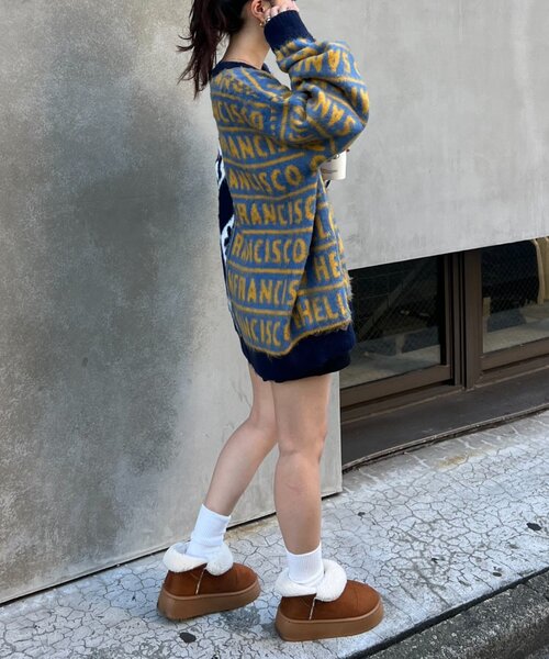 HELLO.SANFRANCISCO(ハローサンフランシスコ)の「【HELLO.SANFRANCISCO】柄ドッキング起毛ニット(ニット/セーター・レディース・レッド/ネイビー/オレンジ・ONE SIZE)」の11枚目の写真
