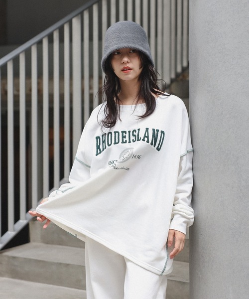 ASA♡新品☆カレッジロゴオーバースウェットライトグレー☆送料込 ANGIE トレーナー スウェット GILDAN カレッジロゴ オーバー