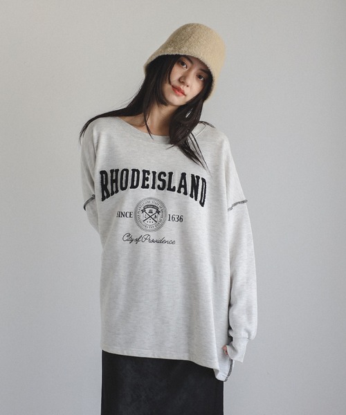 Bonjour Sagan(ボンジュールサガン)の「サガラ刺繍アウトステッチカレッジロゴスウェット(スウェット・レディース・ライトグレー/ライトブラック/オフホワイト・FREE)」の21枚目の写真