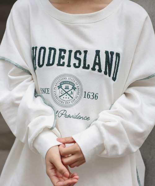 Bonjour Sagan(ボンジュールサガン)の「サガラ刺繍アウトステッチカレッジロゴスウェット(スウェット・レディース・ライトグレー/ライトブラック/オフホワイト・FREE)」の12枚目の写真