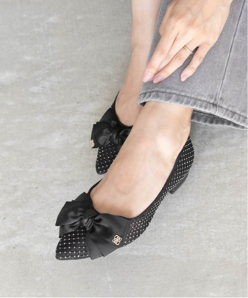 RANDA(ランダ)の「ホットフィックスストーンリボンメッシュパンプス(パンプス・レディース・ホワイト/ブラック/グレー・23.5/23/24/22.5/25/25.5/22/24.5)」の19枚目の写真