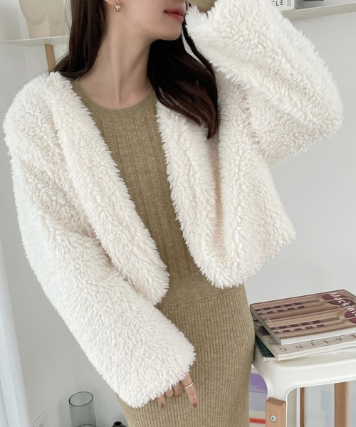 セール】プードルボアノーカラーブルゾン（その他アウター）｜Ada