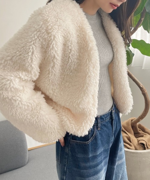 プードルボア カラーショートジャケット プードルボア2wayカラーショートジャケット ファーコート コート