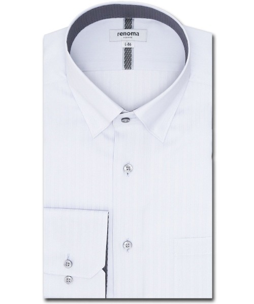 【形態安定 マシンウォッシャブル】レノマ オム 形態安定 ショートレギュラーカラースナップダウンビジネスドレス 長袖シャツ（ビジネスシャツ）｜renoma HOMME（レノマオム） 7,465円