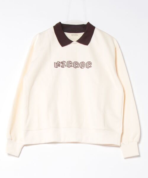 aimoha（アイモハ）の「フェイクレイヤードスウェット（スウェット・レディース・レッド/ダークグレー/ネイビー/オフホワイト/ブラック/チョコ・FREE）」の8枚目の写真