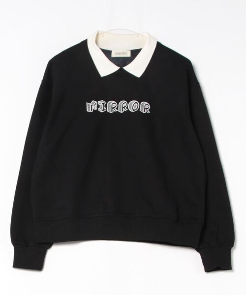 aimoha（アイモハ）の「フェイクレイヤードスウェット（スウェット・レディース・レッド/ダークグレー/ネイビー/オフホワイト/ブラック/チョコ・FREE）」の9枚目の写真