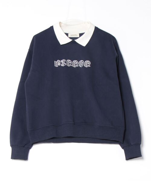 aimoha（アイモハ）の「フェイクレイヤードスウェット（スウェット・レディース・レッド/ダークグレー/ネイビー/オフホワイト/ブラック/チョコ・FREE）」の12枚目の写真