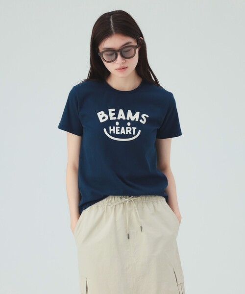 BEAMS HEART(ビームスハート)の「スマイルロゴ Tシャツ(M~L)(Tシャツ/カットソー・レディース・サックスブルー/ピンク/ネイビー/オフホワイト/オレンジ/チャコールグレー・LARGE/MEDIUM)」の3枚目の写真