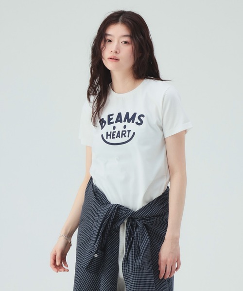 BEAMS HEART(ビームスハート)の「スマイルロゴ Tシャツ(M~L)(Tシャツ/カットソー・レディース・サックスブルー/ピンク/ネイビー/オフホワイト/オレンジ/チャコールグレー・LARGE/MEDIUM)」の8枚目の写真