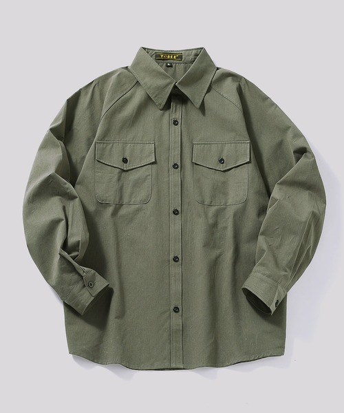 TOBEE(トゥビー)の「【TOBEE】 ベーシック長袖シャツ ルーズシルエットCPOシャツ(シャツ/ブラウス・メンズ・ホワイト/グリーン/グレー/ブラック・X-LARGE/LARGE/MEDIUM)」の4枚目の写真