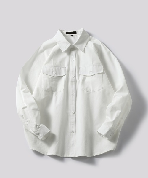 TOBEE(トゥビー)の「【TOBEE】 ベーシック長袖シャツ ルーズシルエットCPOシャツ(シャツ/ブラウス・メンズ・ホワイト/グリーン/グレー/ブラック・X-LARGE/LARGE/MEDIUM)」の5枚目の写真